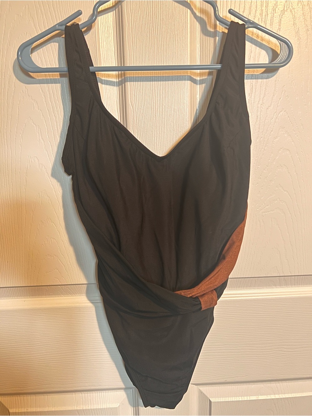 Inches Away Black One-Piece Swimsuit with Brown Side Detail